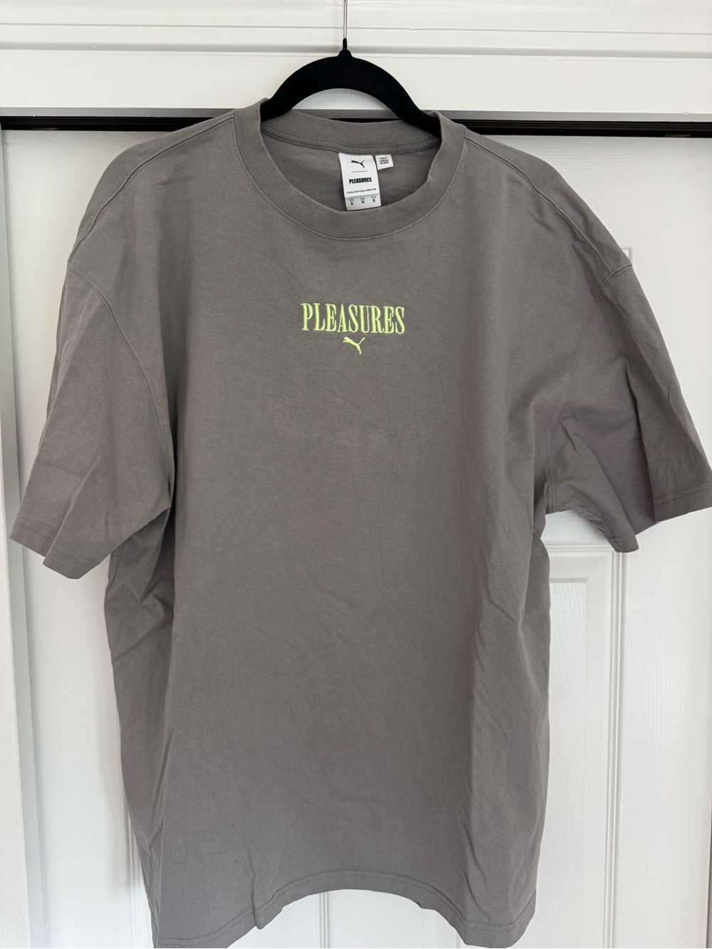 Puma x Pleasures Collaboration - Gray Short-Sleeve Tee w/ Spiked Tire Design